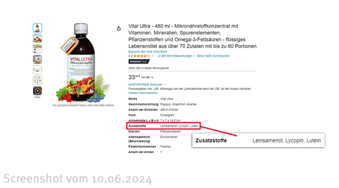 Angebot Vital Ultra, Amazon.de, 10.06.2024