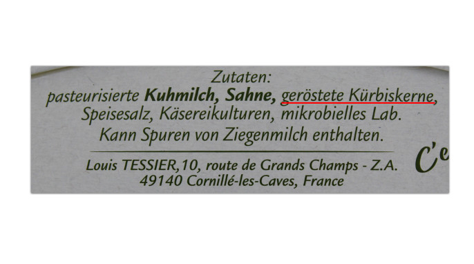 Zutaten, Géramont geröstete Kürbiskerne, 2024