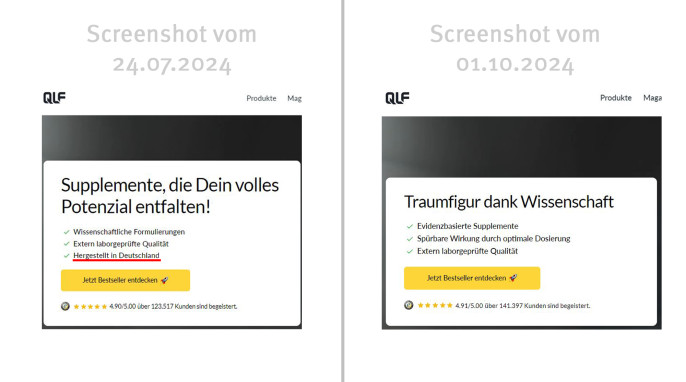 Startseite, Quantumleapfitness.de, 24.07.2024 und 01.10.2024