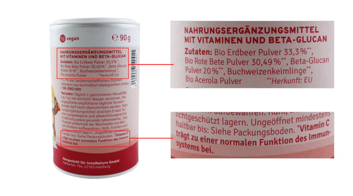 Bezeichnung + Zutaten, InnoNature kids