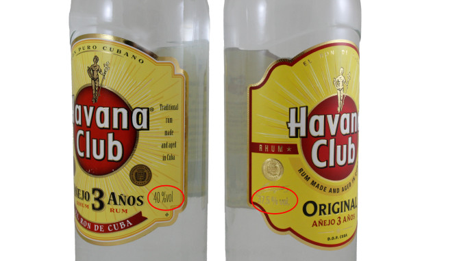 Alkoholgehalte, Havanna Club Rum añejo 3 Años