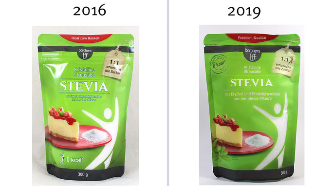 Borchers Stevia Kristalline Streusüße, 2016; 2019