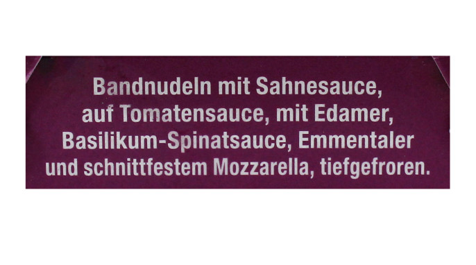 Bezeichnung, Edeka Gut und Günstig Fettuccine Käse-Sahne