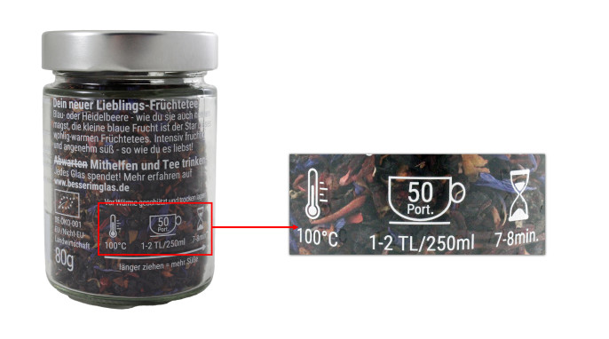 Portionierung, Besser im Glas Tee Heiße Blaubeere