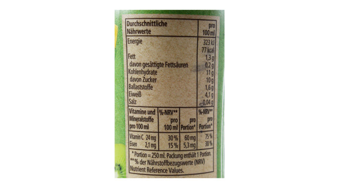 Nährwertangaben, Rewe Bio Smoothie Meal green