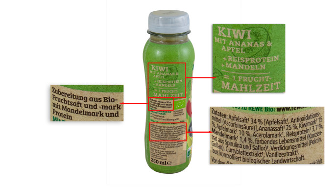 Rückseite, Rewe Bio Smoothie Meal green