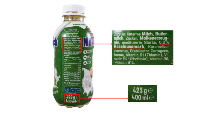 Zutaten, Müller Milch Haselnuss-Geschmack