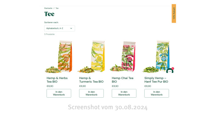 Tee-Angebot, Gruenesgold.de, 30.08.2024