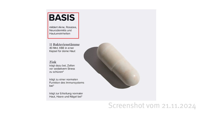Werbung, Dermabacs – Healthy Skin Booster, Mybacs.com, 21.11.2024