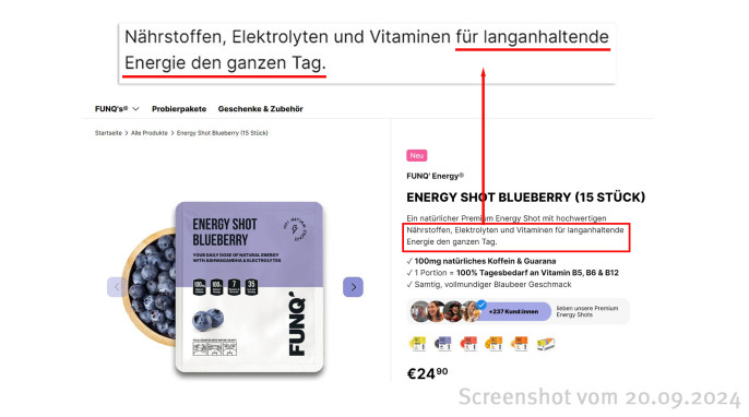 Angebot, FunQ‘ Energy Energy Shot Blueberry, funq.com, 20.09.2024