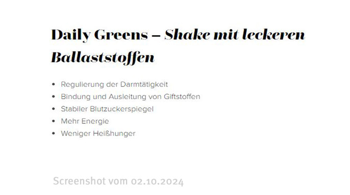 Werbung 1, mybacs Daily Greens, Mybacs.com, 02.10.2024