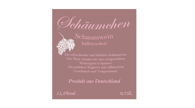 Rückseite, Schaumwein, anbieterneutral 