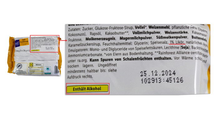 Rückseite Umverpackung, Kuchen Zauber Süße Verführung Kuchenriegel mit Karamell 