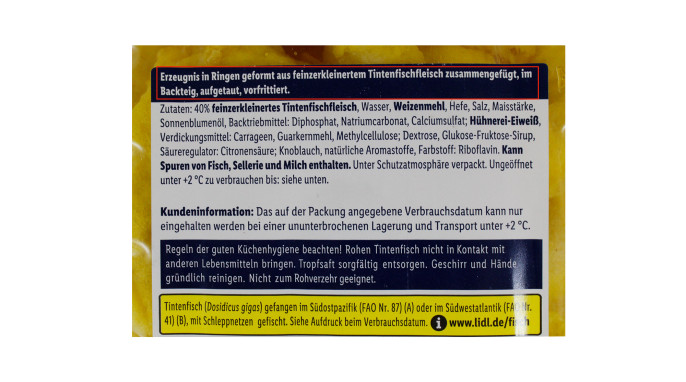 Bezeichnung + Zutaten