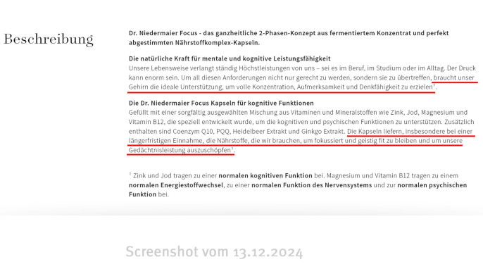Beschreibung, Dr. Niedermaier Focus, Drniedermaier.de, 13.12.2024