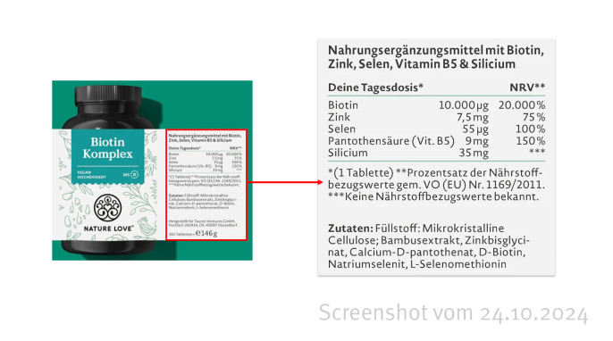 Biotin-Komplex-Tabletten, Nature-love.com, 24.10.2024 