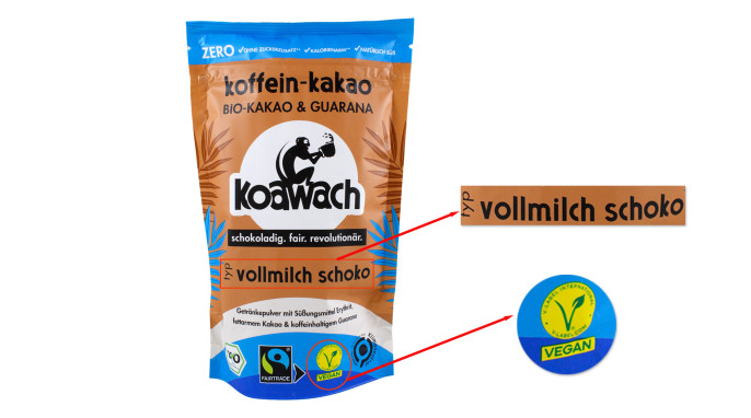 Koawach Koffein-Kakao Typ Vollmilch Schoko