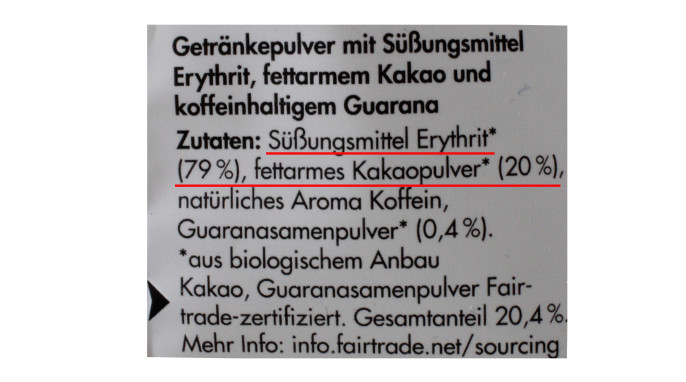 Zubereitungsempfehlung, Koawach Koffein-Kakao Typ Vollmilch Schoko