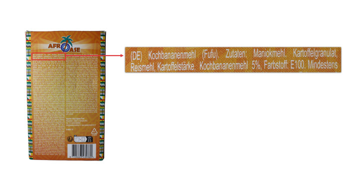 Bezeichnung + Zutaten, Afroase Fufu Plantain
