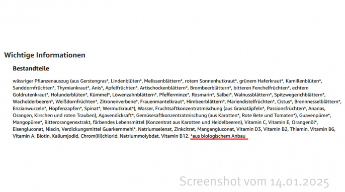 Zutaten, Zirkulin Vital, amazon.de, 14.01.2025 Zutaten, Zirkulin Vital, amazon.de, 14.01.2025