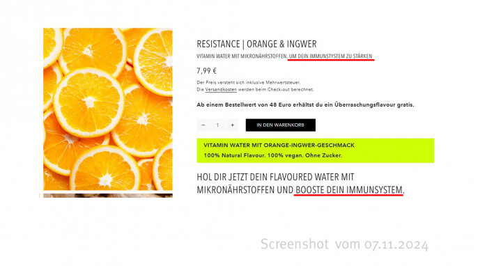  Angebot, Oh La Laqua Natural Waterinfusion Resistance Orange & Ingwer, Ohlalaqua.com, 07.11.2024 