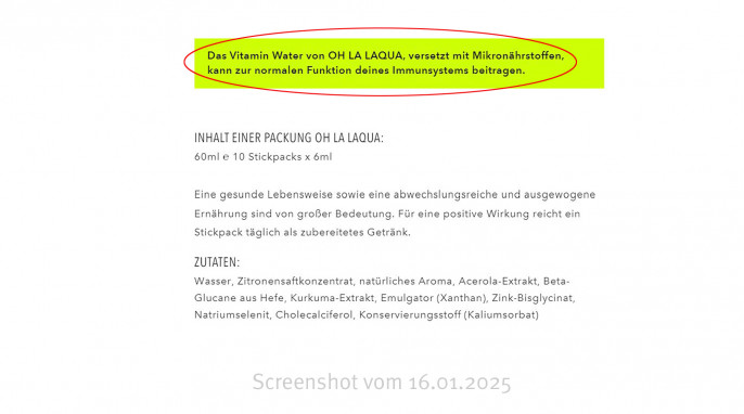 Beschreibung, Oh La Laqua Natural Waterinfusion Resistance Orange & Ingwer, Ohlalaqua.com, 16.01.2025
