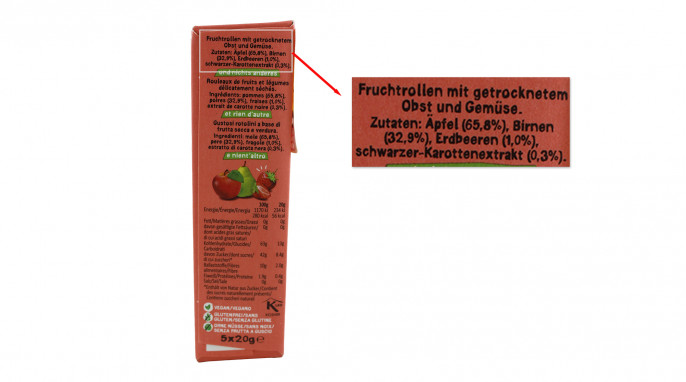 Zutaten, Bear Fruit Rolls Erdbeere