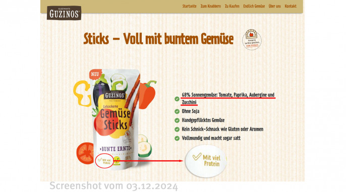 Guzinos Gemüsesticks, Guzinos.de, 03.12.2024