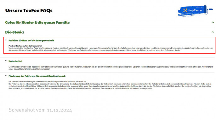 FAQs, Tee-fee.de, 11.12.2024 