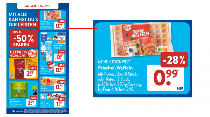 Angebot, Kuchenwelt Frischei-Waffel, Aldi Süd Angebotsprospekt KW 45/2024, S. 6 