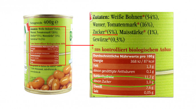 Zutaten + Nährwerte, Krini Bio Baked Beans