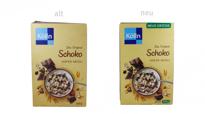 Front, Kölln Schoko Hafer-Müsli, alt und neu