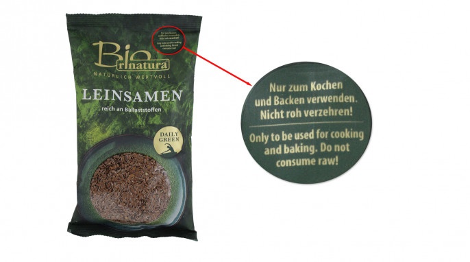 Warnhinweis, Bio Rinatura Leinsamen 