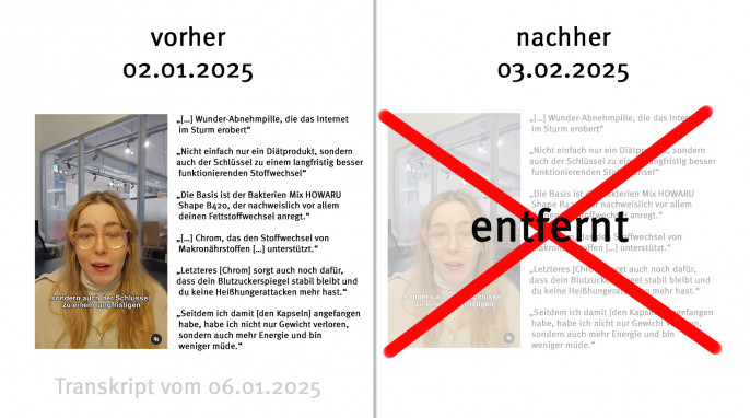 alt: Videoanzeige, Instagram: Mybraineffect, 02.01.2025; neu: entfernt, 03.02.2025