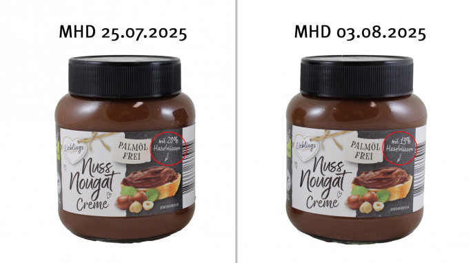 Netto Lieblings Nuss Nougat Creme, Mindesthaltbarkeit 25.07.2025, 03.08.2025