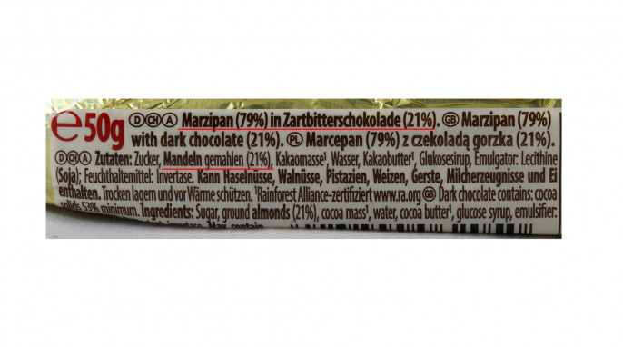 Bezeichnung und Zutaten, Schluckwerder Qualitäts Marzipan