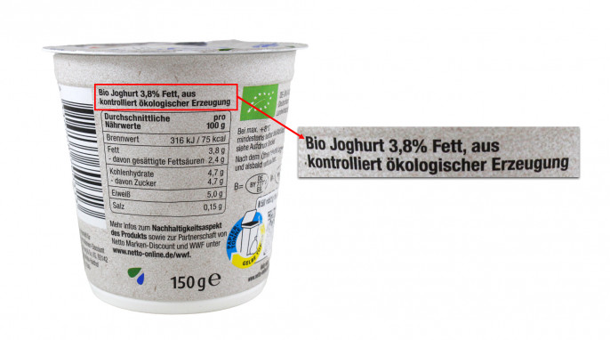 Bezeichnung, BioBio Joghurt Pur, 3,8 % Fett