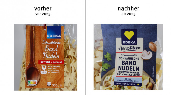 alt: Edeka Schwäbische Bandnudeln, vor 2025; neu: ab 2025 