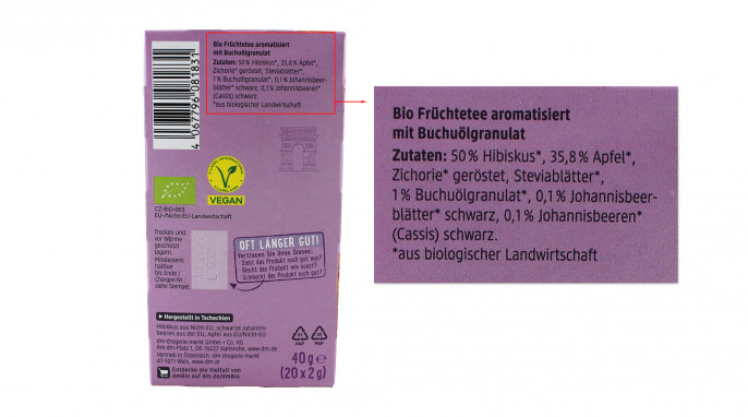 Zutaten, dm Bio Französischer Cassis 
