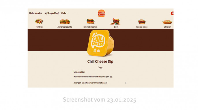 Burger King Chili Cheese Dip, Burgerking.de, 23.01.2025