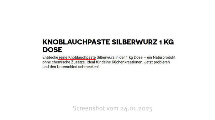 Knoblauchpaste Silberwurz, Darmboutique.de, 24.01.2025