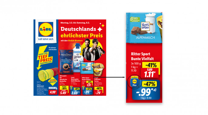 Angebot Ritter Sport Bunte Vielfalt, Lidl Angebotsprospekt 03.-08.02.2025, S. 1