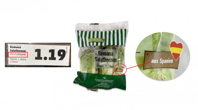 Romana Salatherzen + Preisschild, Penny-Filiale Berger Straße, Frankfurt am Main, 11.02.2025