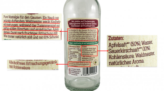 Rückseite, Limoment Kirsche-Waldmeister Naturlimo 