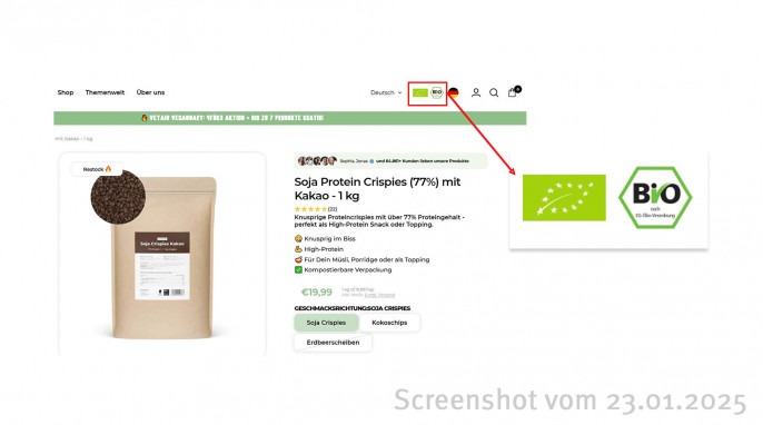 Soja Protein Crispies mit Kakao, Vetain.de, 23.01.2025
