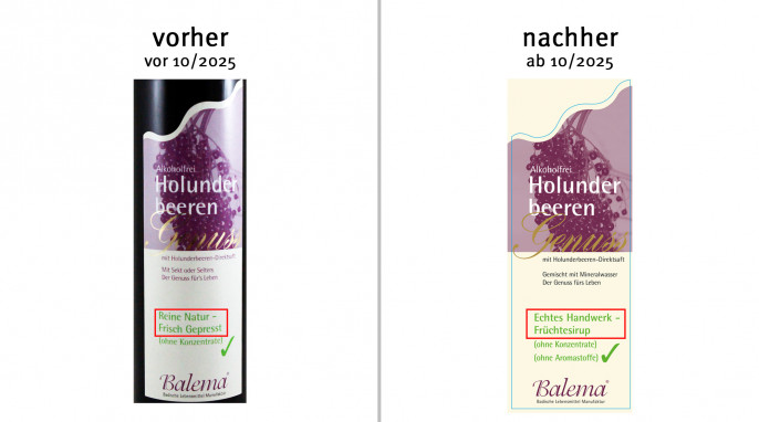 alt: Balema, Holunderbeeren Genuss, vor 10/2025: neu: ab 10/2025; Herstellerfoto   