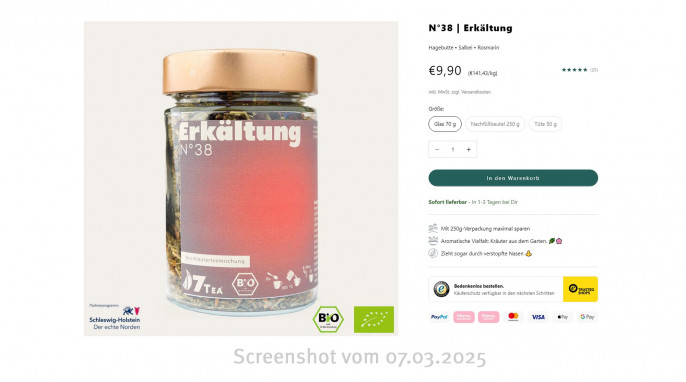 Angebot, Tee N°38 Erkältung, 7tea.de, 07.03.2025 