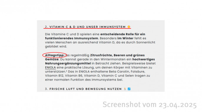 Blog „Grippewelle hat begonnen“ vom 22.01.2025, Eniola.de, 12.02.2025