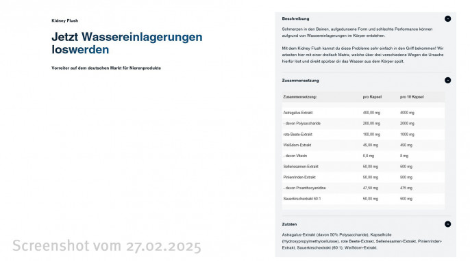 Kidney Flush, HPN-Store.de, 27.02.2025 