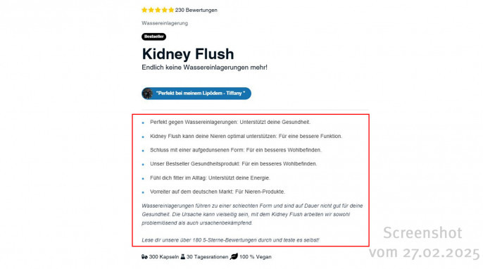Kidney Flush, HPN-Store.de, 27.02.2025